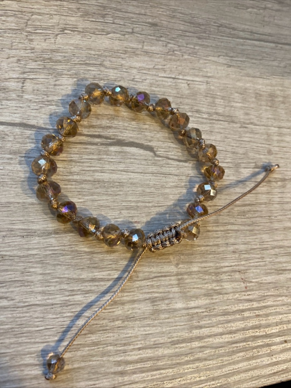 Champagne pink adjustable beaded bracelet